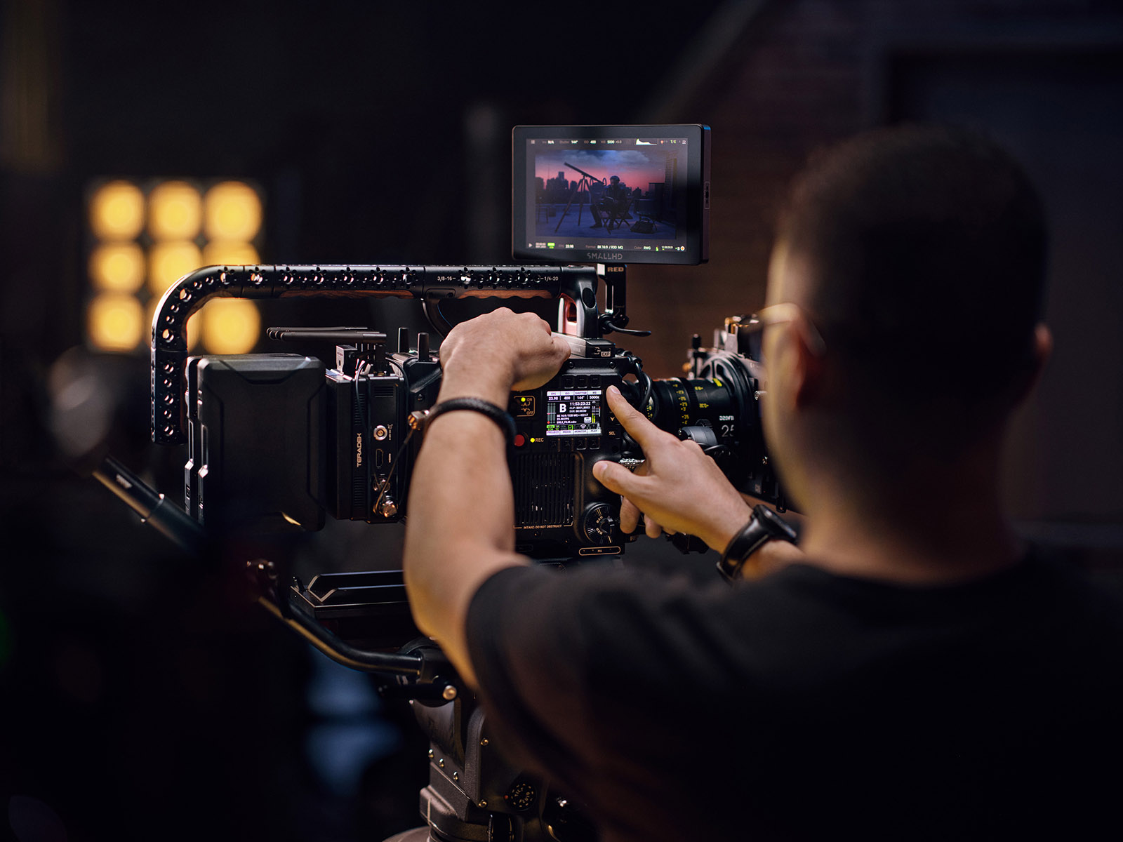 operating the side menu on a RED V-RAPTOR